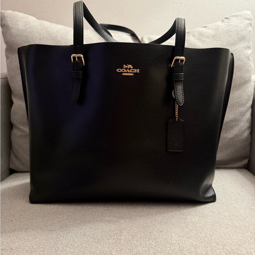 Coach Black Leather Tote Bag